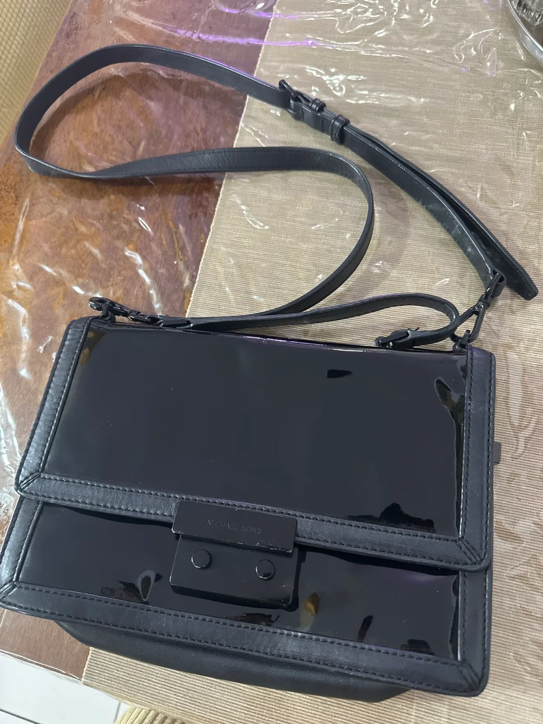 Michael Kors Black Patent Leather Crossbody Bag thumbnail