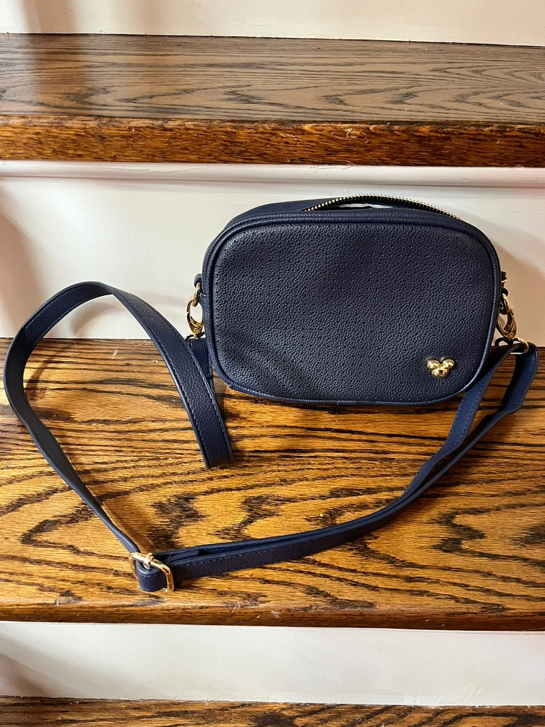 Walt Disney Navy Blue Crossbody Bag with gold Mickey logo thumbnail