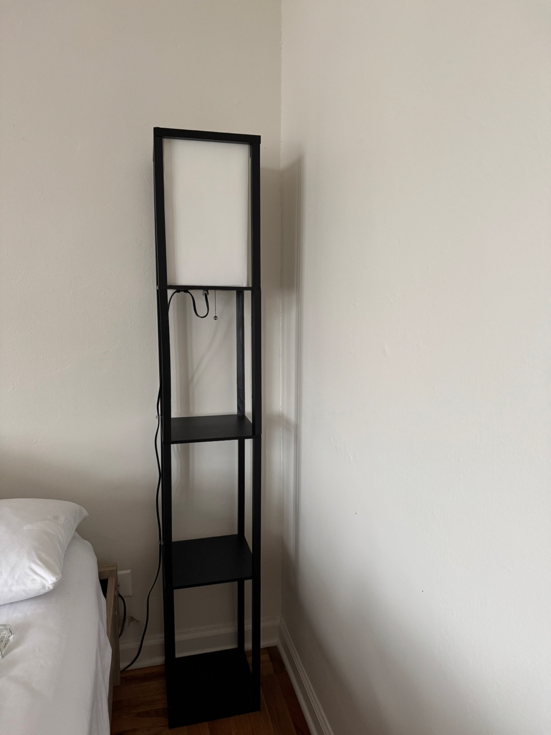 62.5” Wooden Black Shelf Floor Lamp
