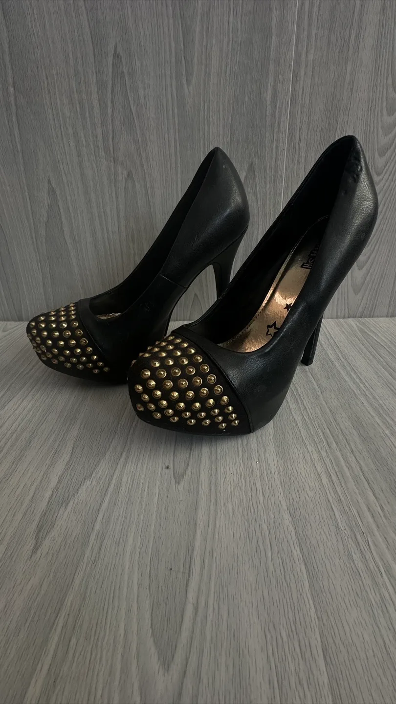 Qupid Black Studded Heels - Size 6.5 thumbnail