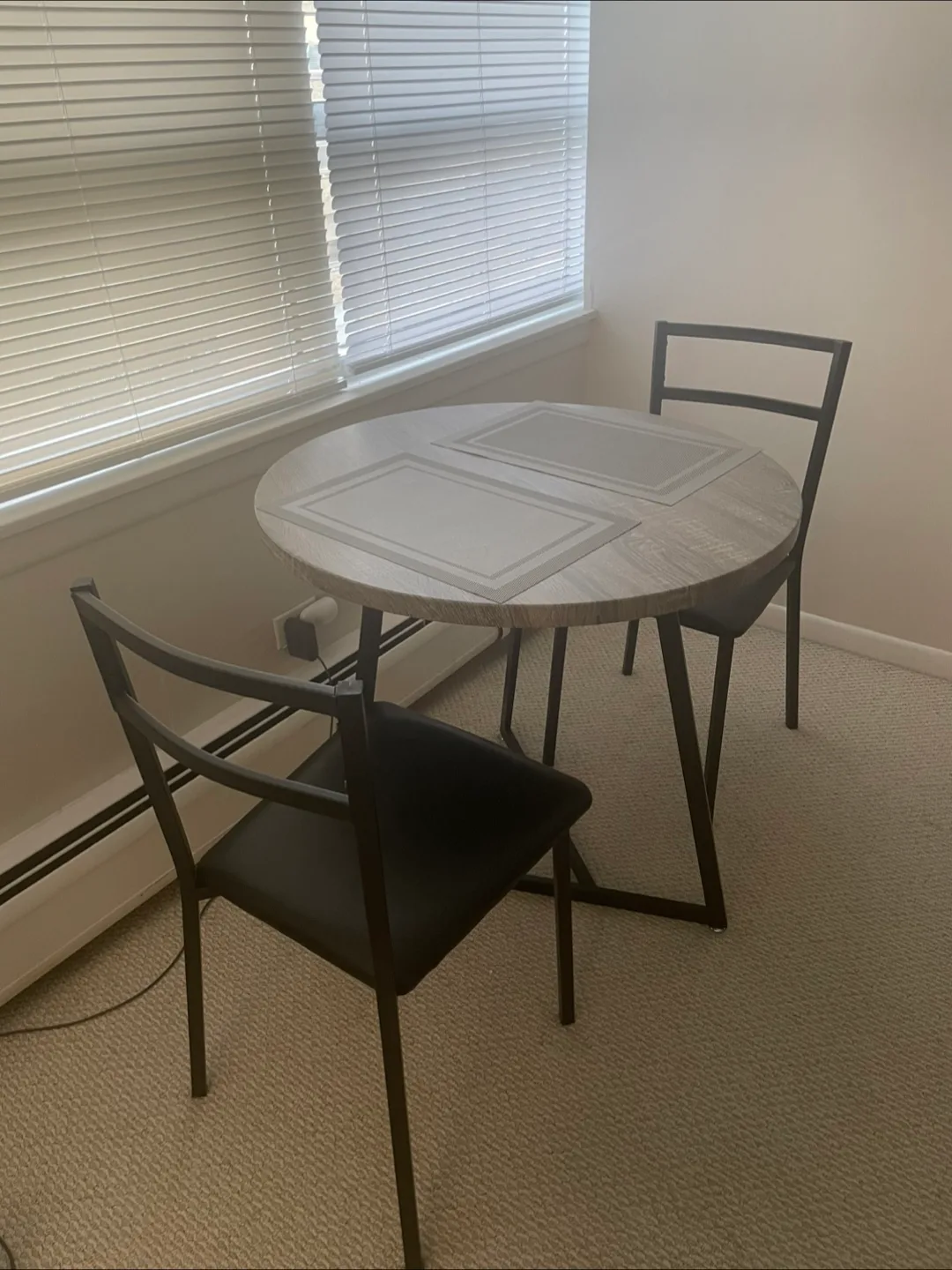 Round Dining Table with 2 Chairs - Gray thumbnail