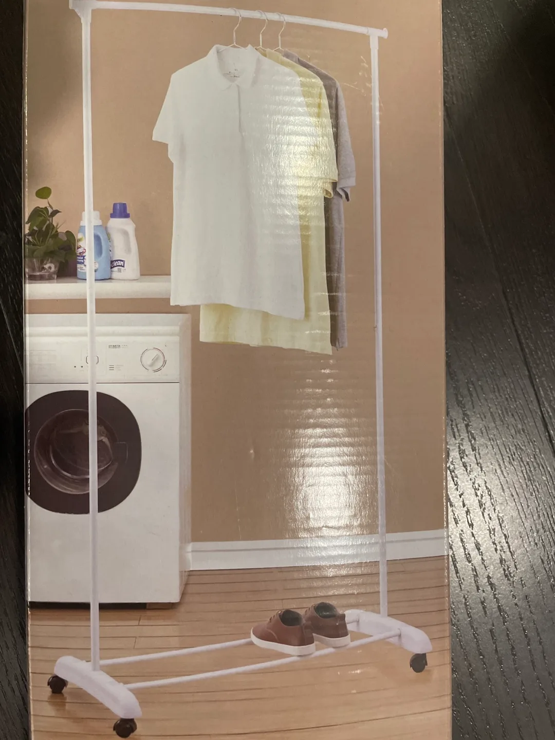 White Clothes Rack with Wheels thumbnail
