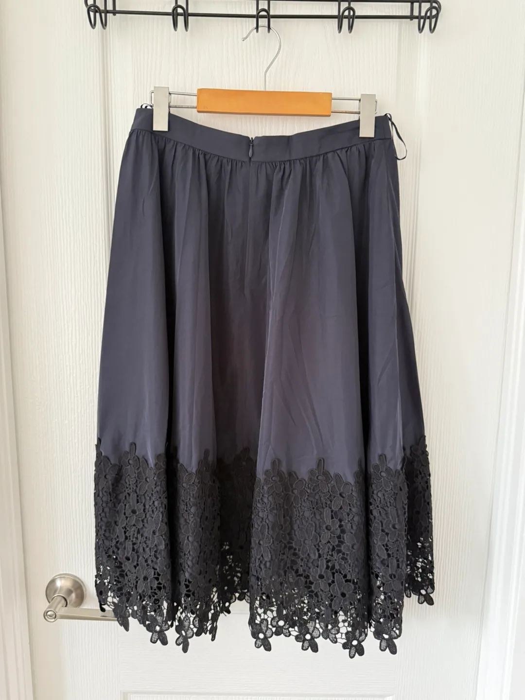 Navy Skirt with Floral Eyelet Bottom image indicator(3)