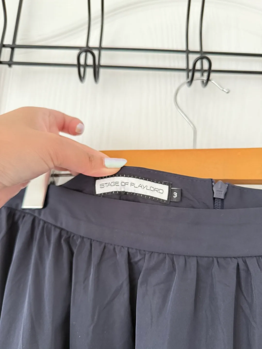 Navy Skirt with Floral Eyelet Bottom image indicator(4)