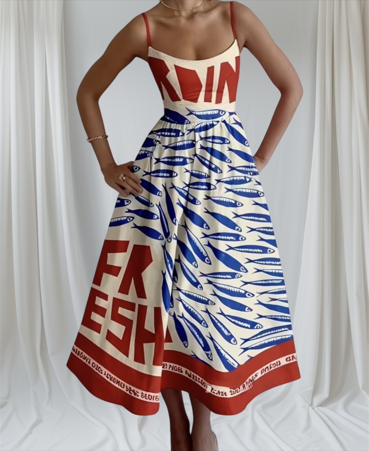 Brand New Fish Print Dress - Size L