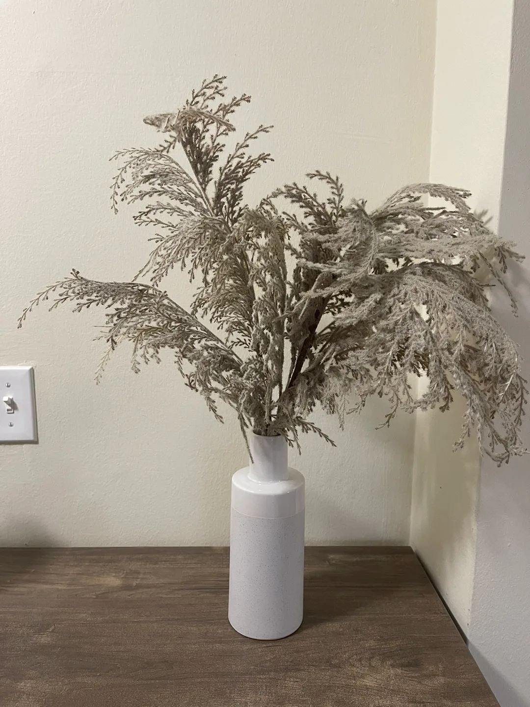 White Vase with Faux Floral Arrangement