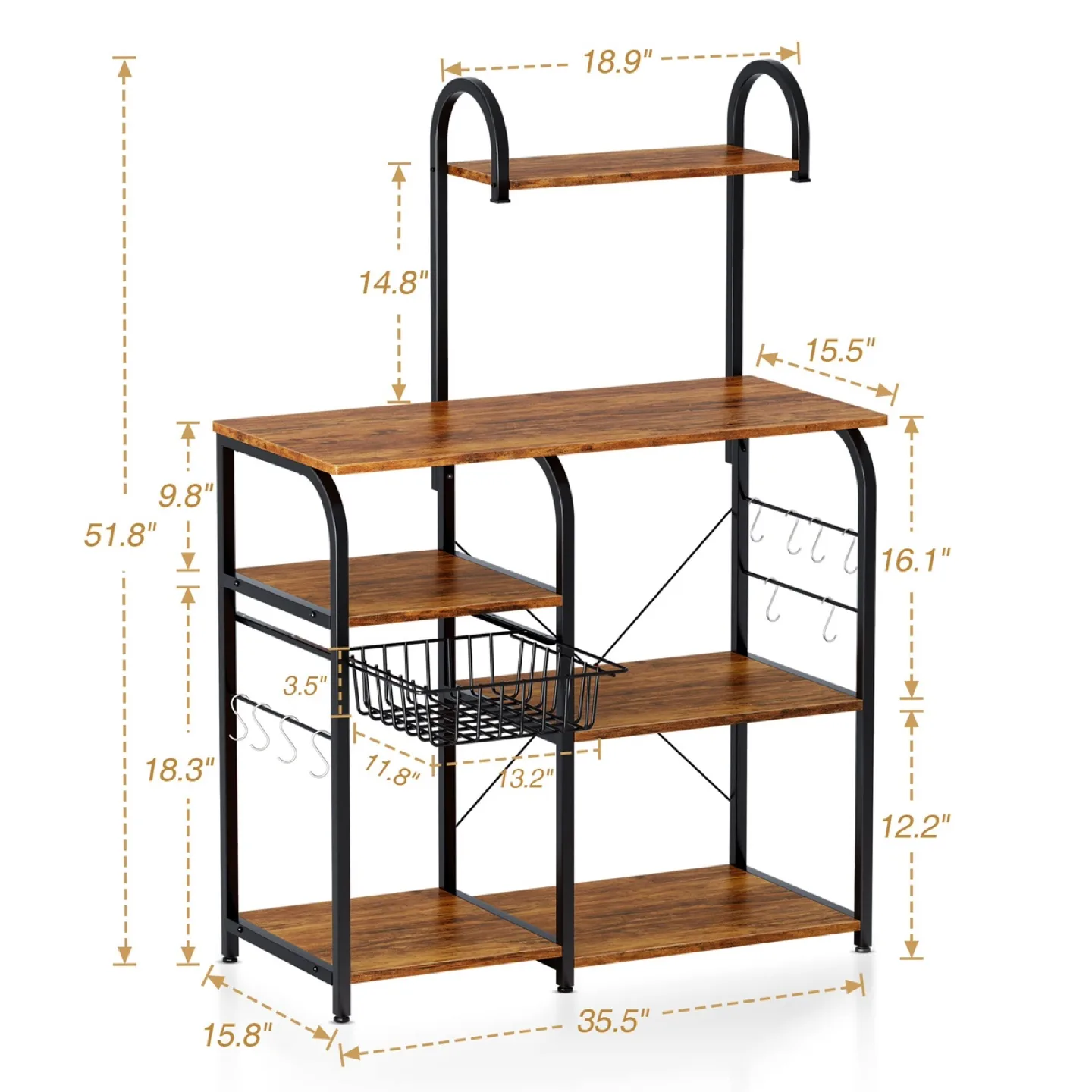 Mr. IRONSTONE Kitchen Baker’s Rack – Rustic Brown