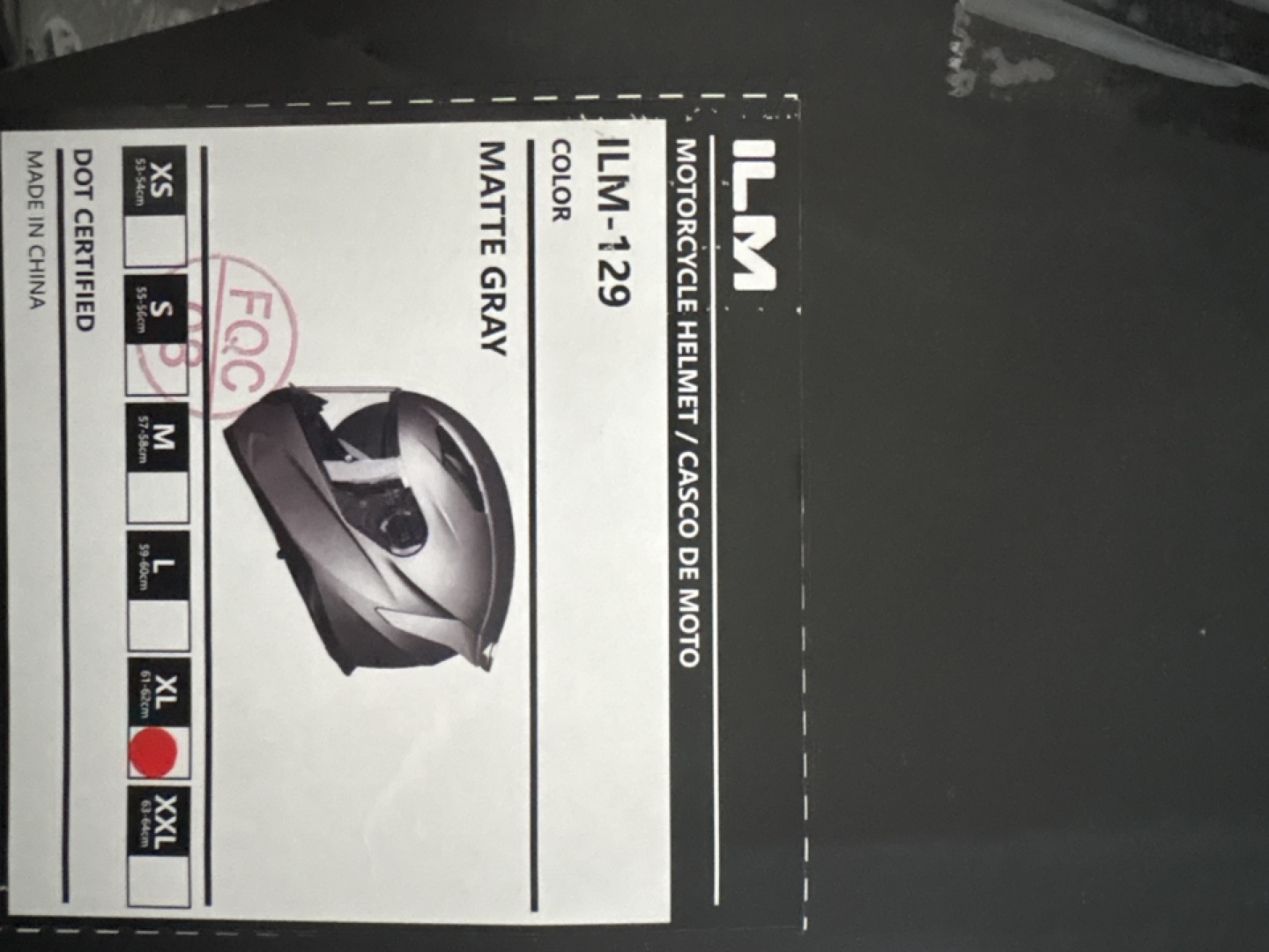 ILM ILM-129 Matte Gray Motorcycle Helmet - Size M
