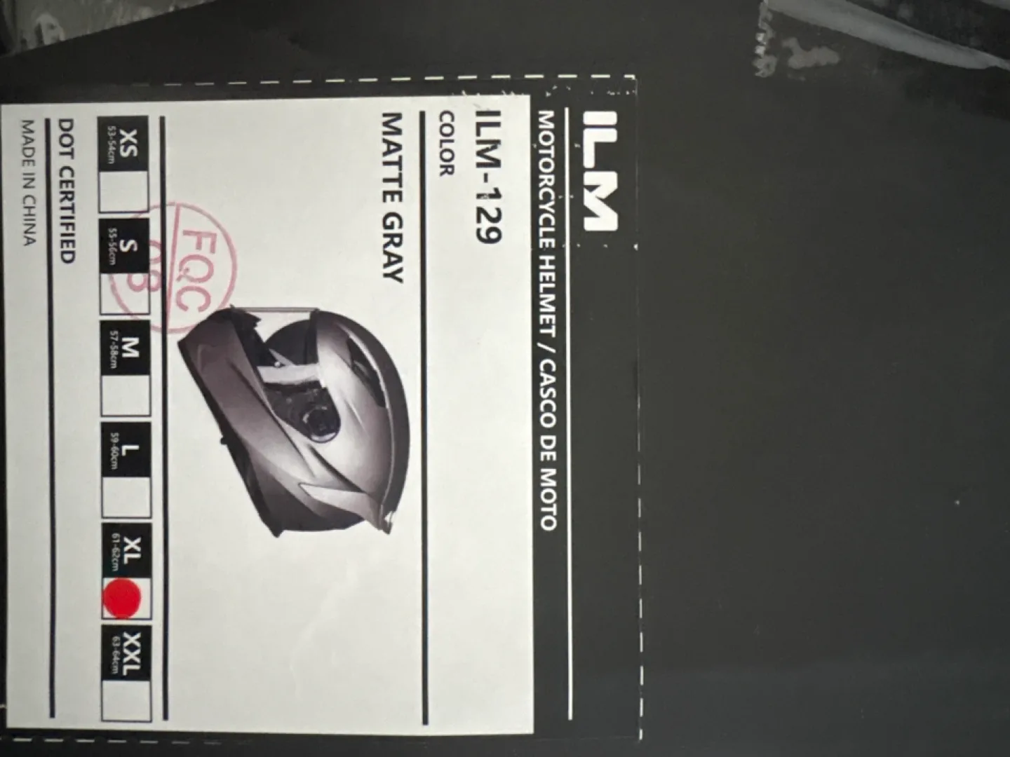 ILM ILM-129 Matte Gray Motorcycle Helmet - Size M thumbnail