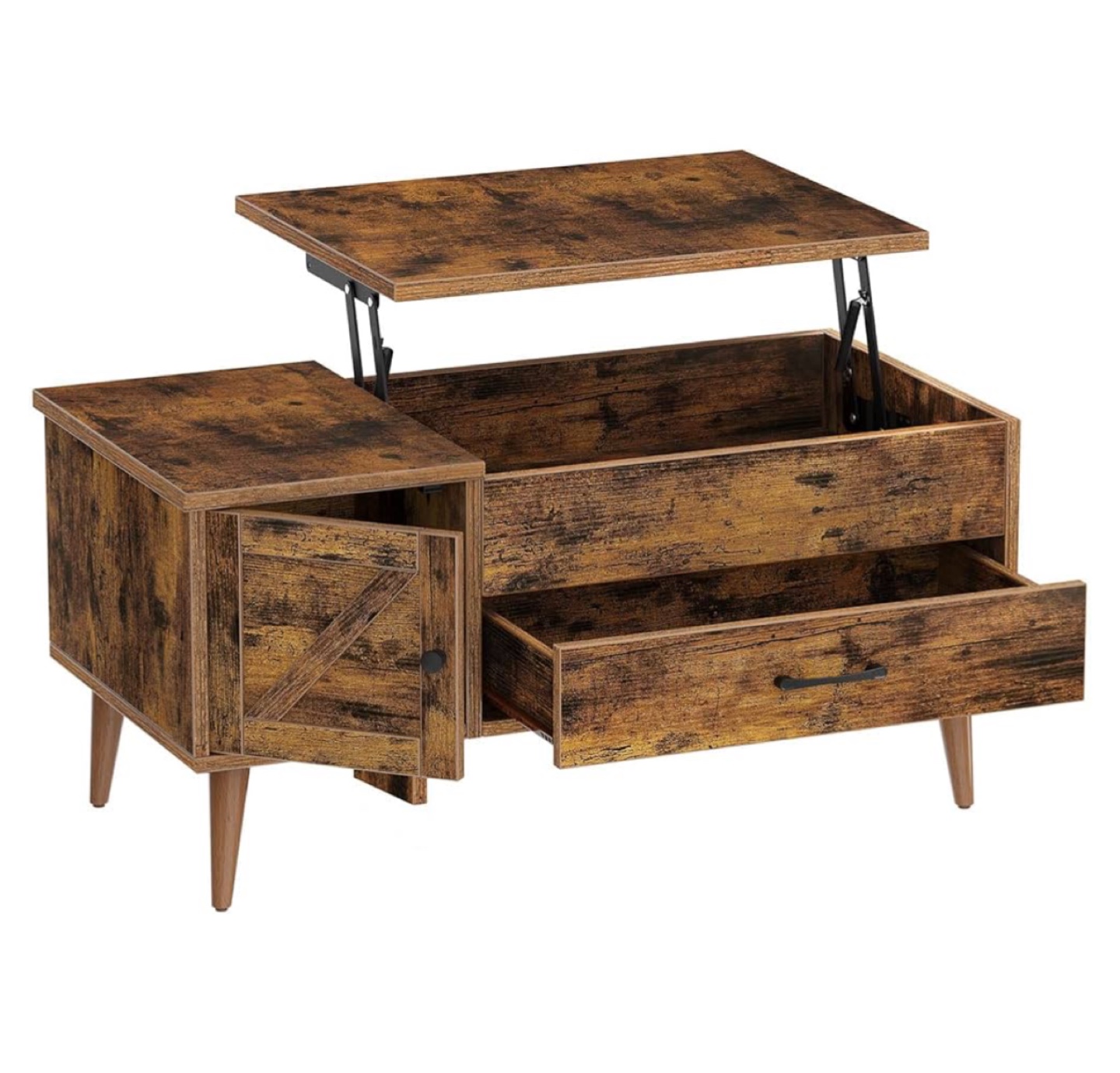 Rolanstar Lift-Top Coffee Table – Rustic Brown