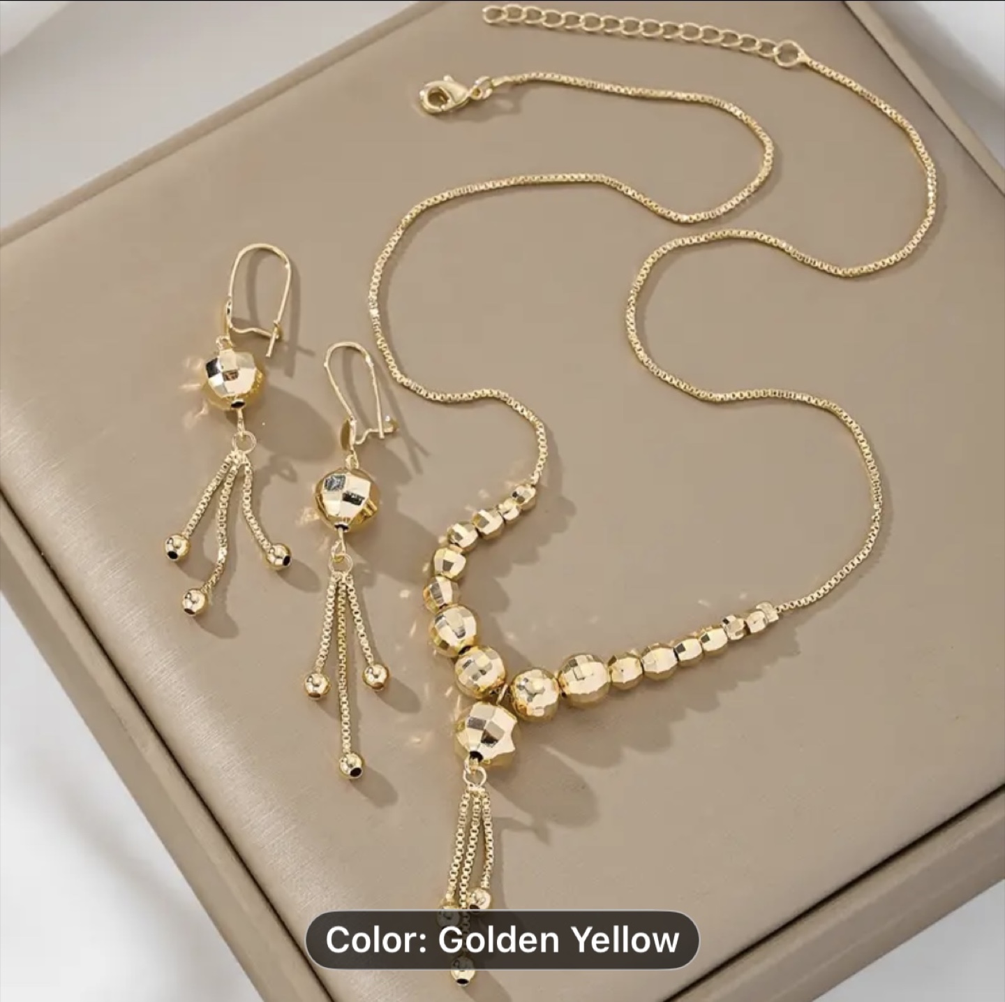Golden Yellow Necklace & Earring Set - photo 4