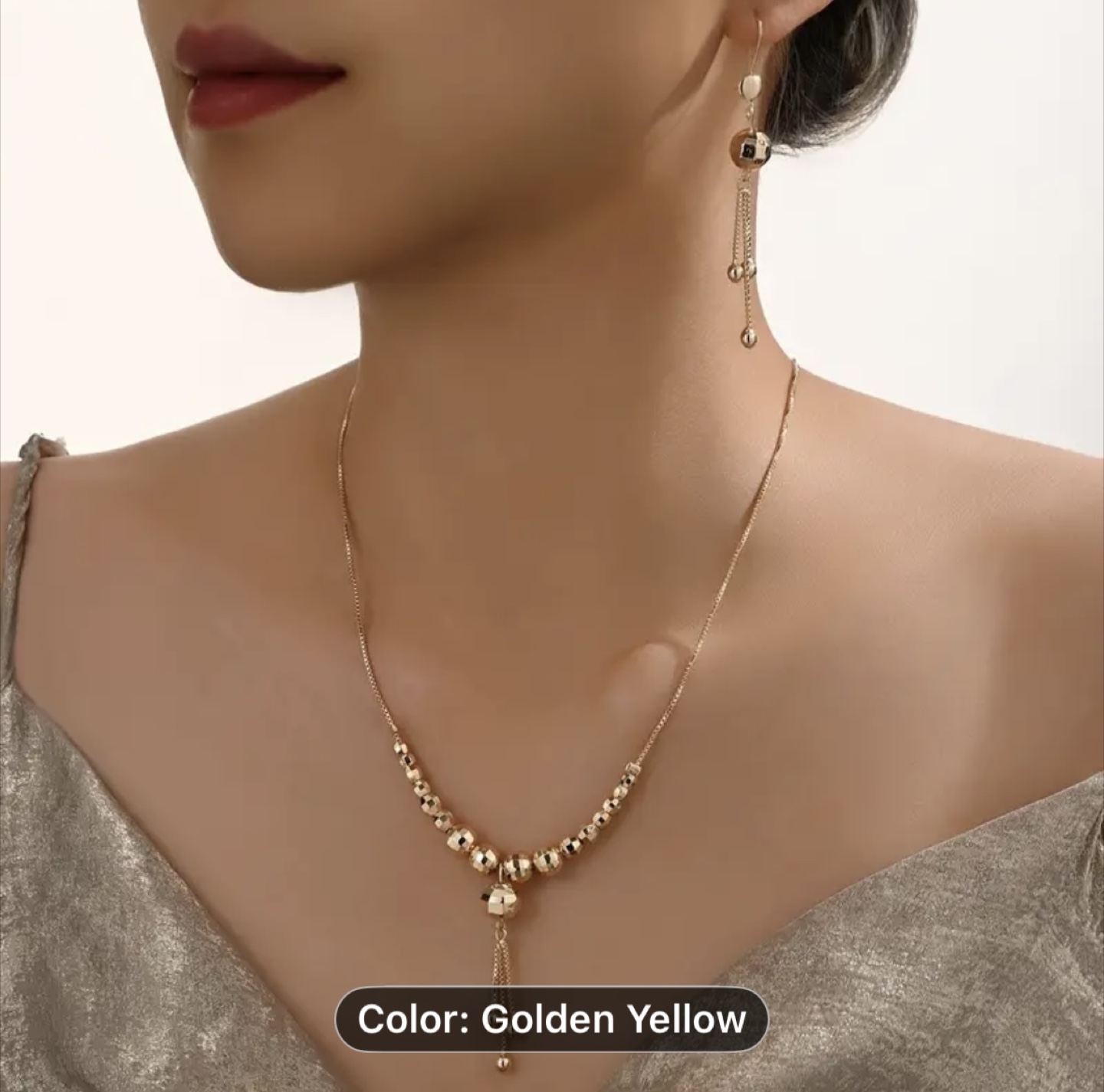 Golden Yellow Necklace & Earring Set - photo 2