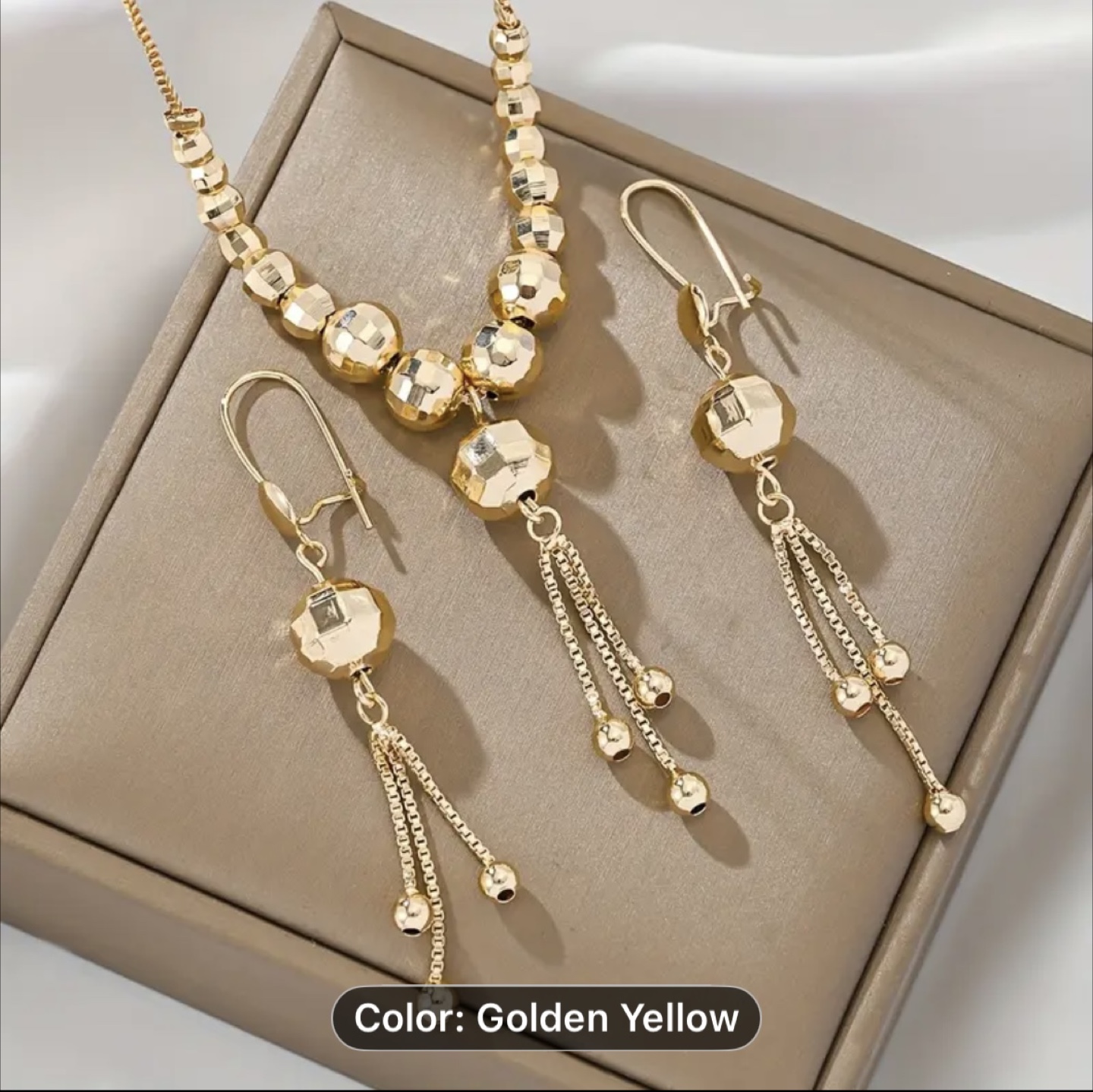 Golden Yellow Necklace & Earring Set