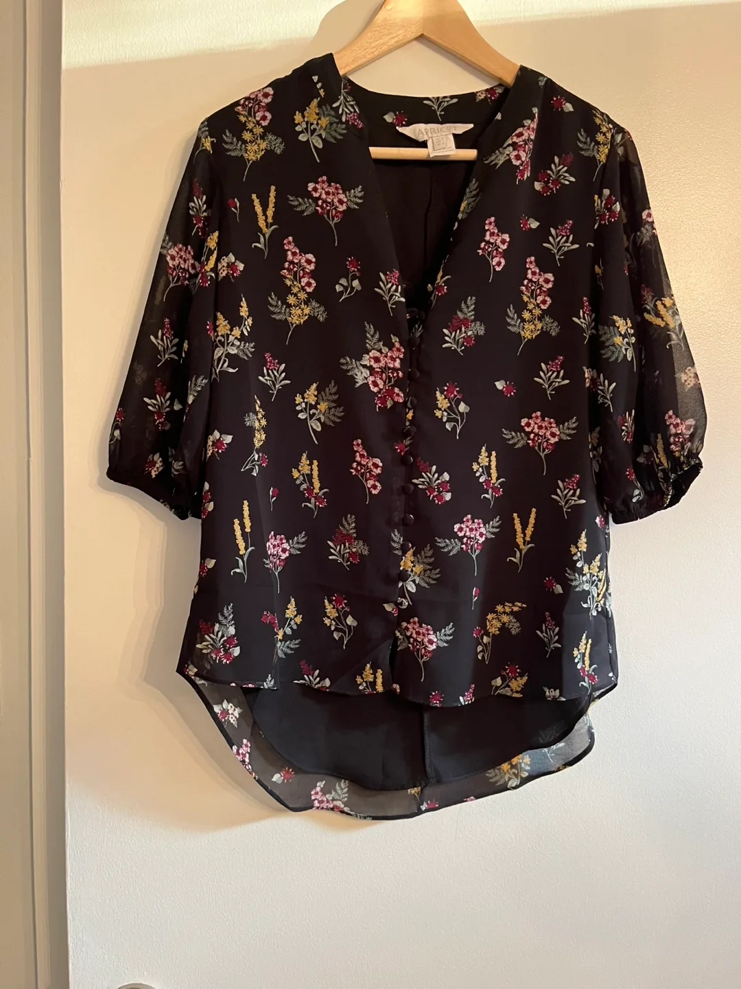 Apricot Black Floral Print Blouse image indicator(5)