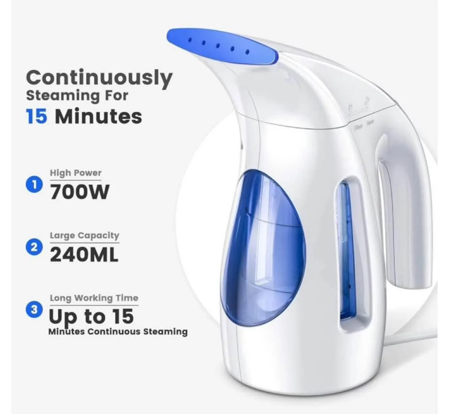 Handheld Clothes Steamer - 700W, 240ML Capacity image indicator(2)