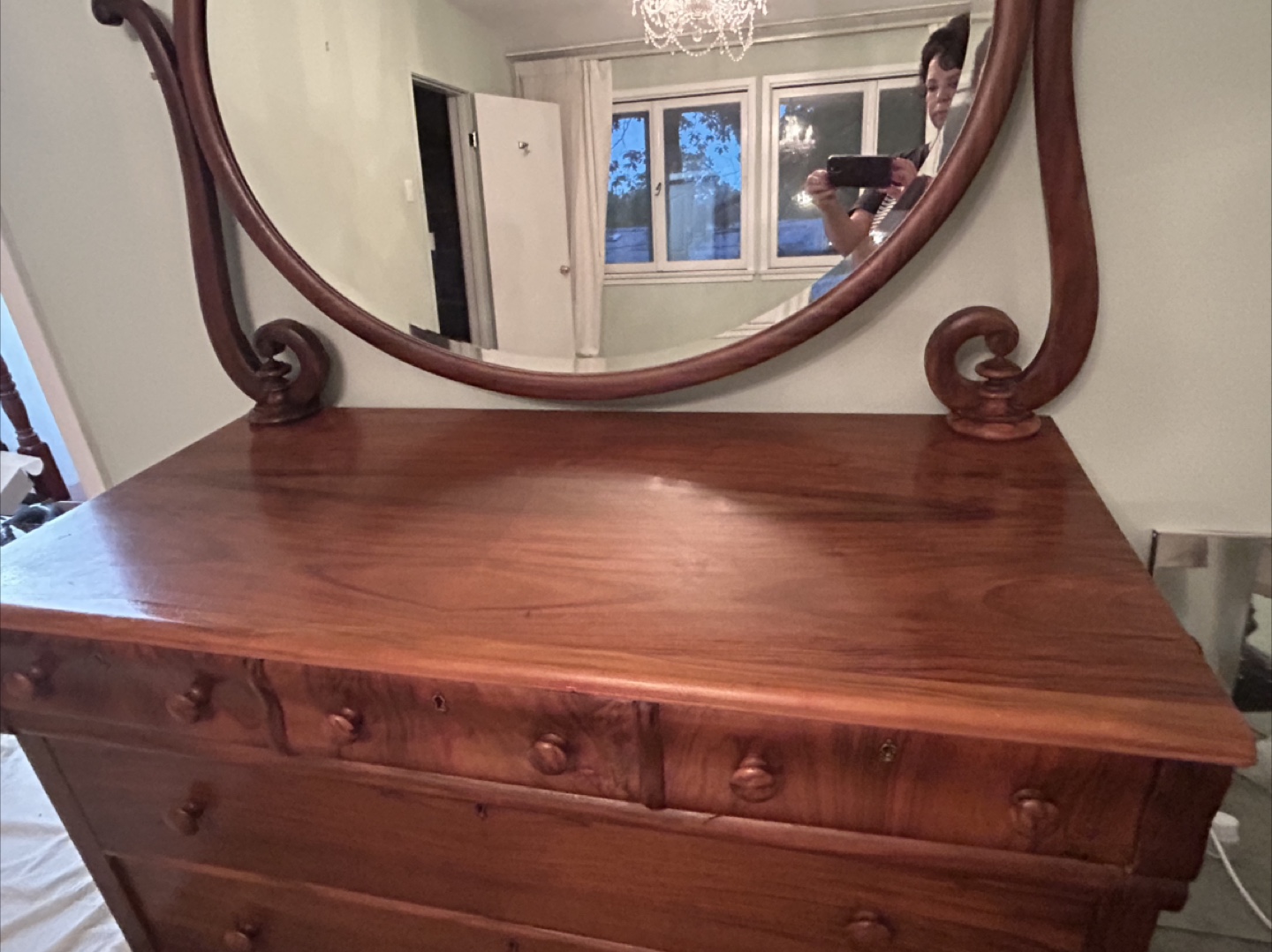 Antique Wooden Dresser with Mirror - photo 3