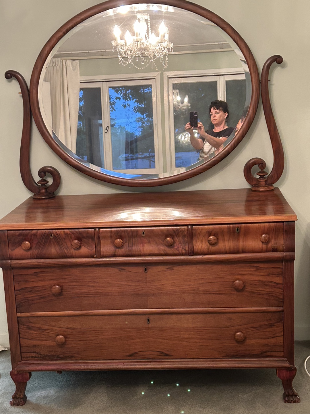 Antique Wooden Dresser with Mirror