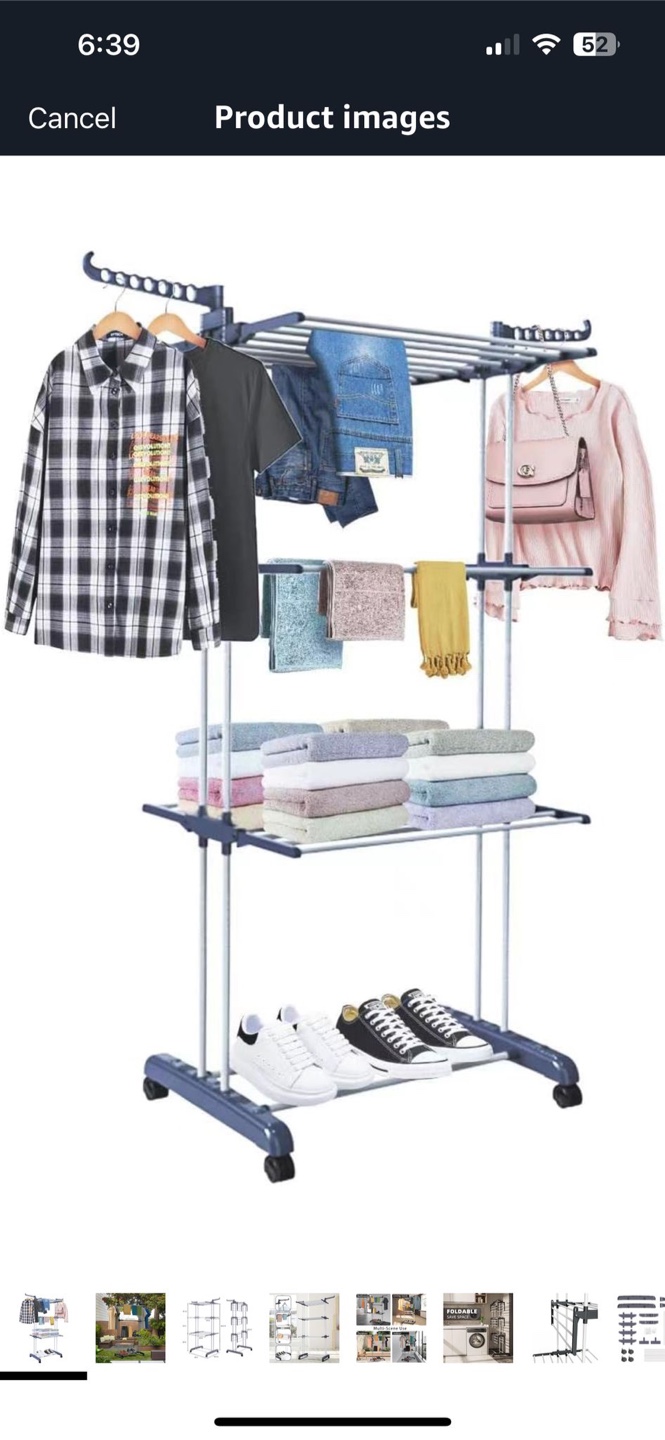 Rolling Clothes Drying Rack