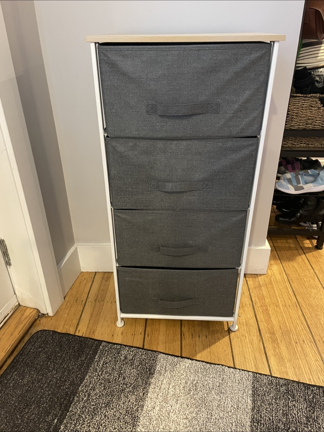 4-Drawer Storage Tower - Grey Fabric Bins - photo 3