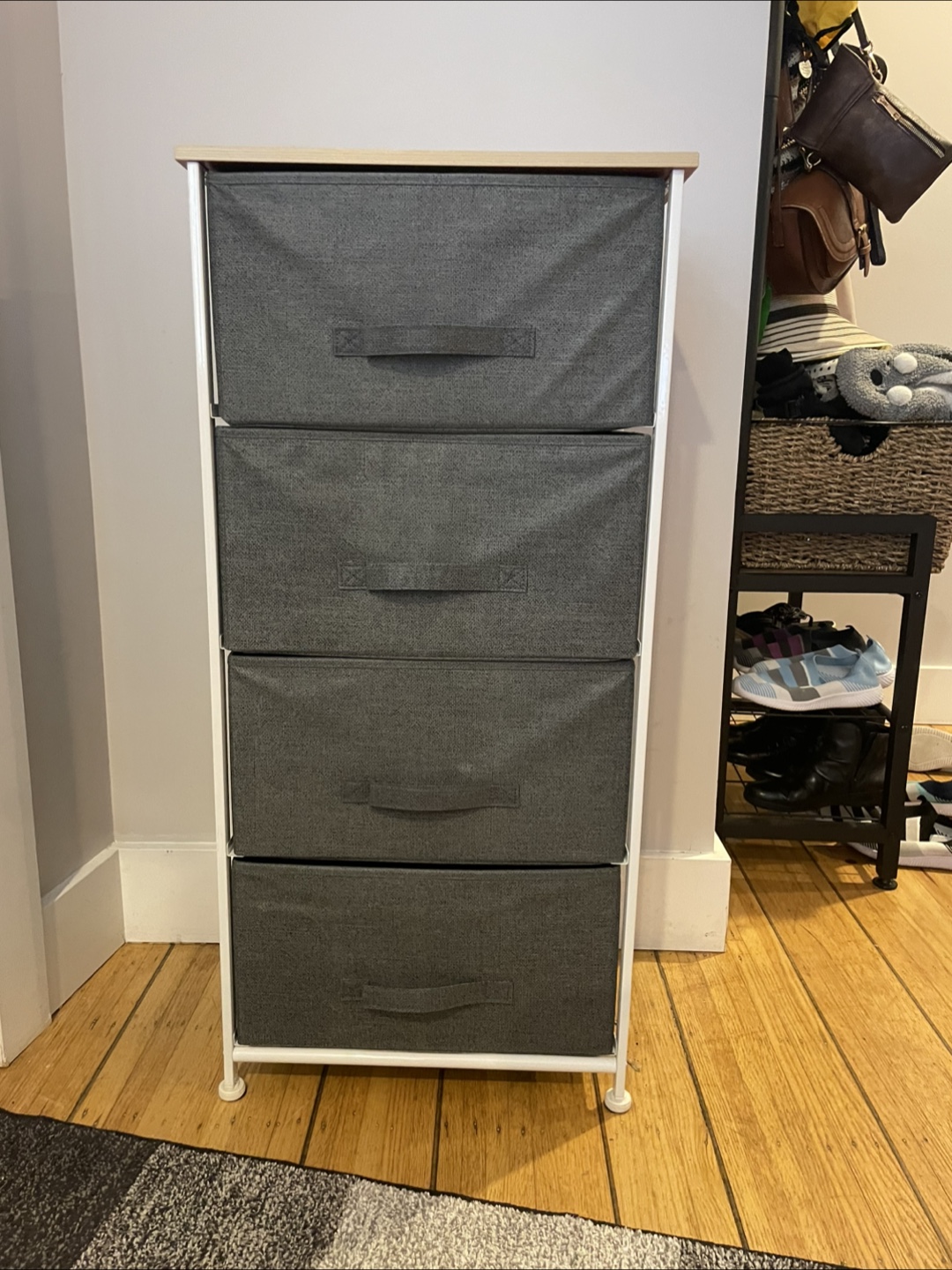 4-Drawer Storage Tower - Grey Fabric Bins - photo 2
