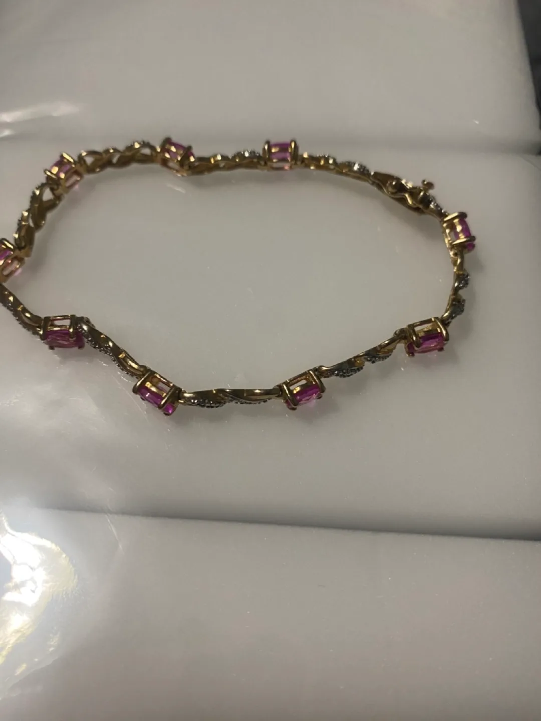 Gold Bracelet with Pink Gemstones image indicator(3)