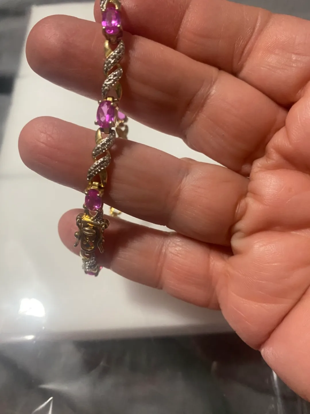 Gold Bracelet with Pink Gemstones thumbnail