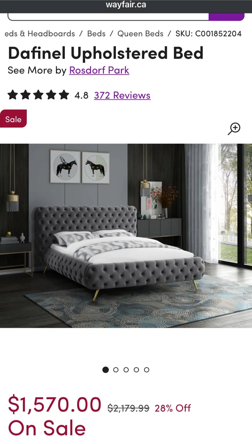 Rosdorf Park Dafinel Upholstered King Bed Frame thumbnail