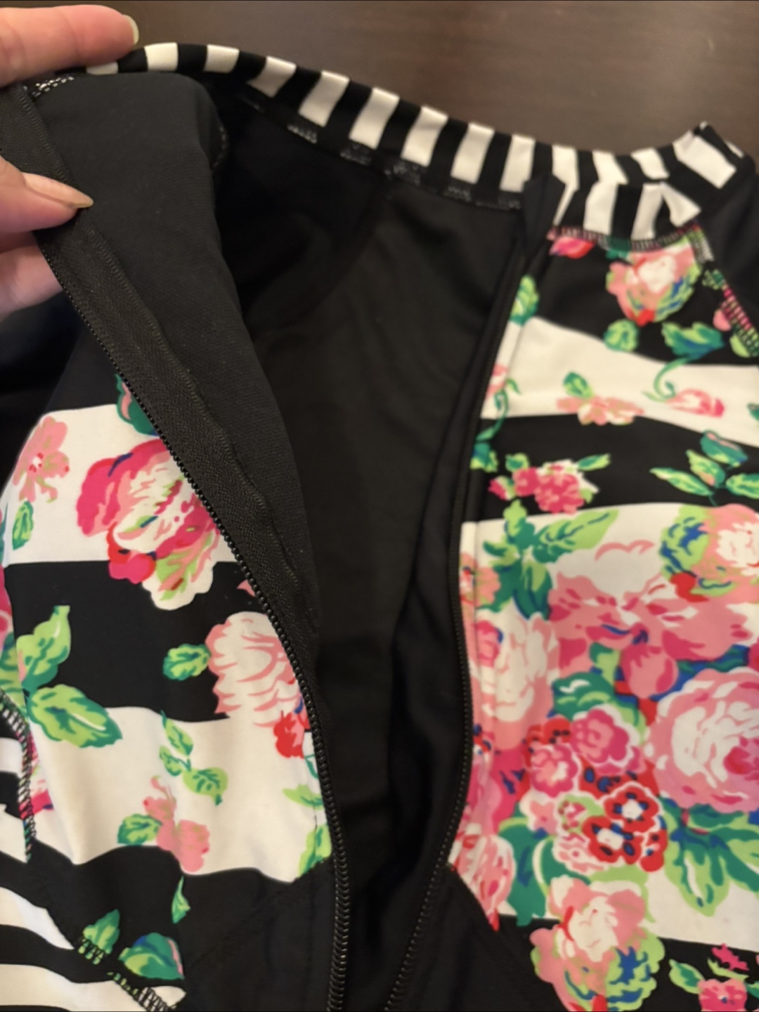 Long Sleeve Floral Zip Front Swimsuit - photo 5