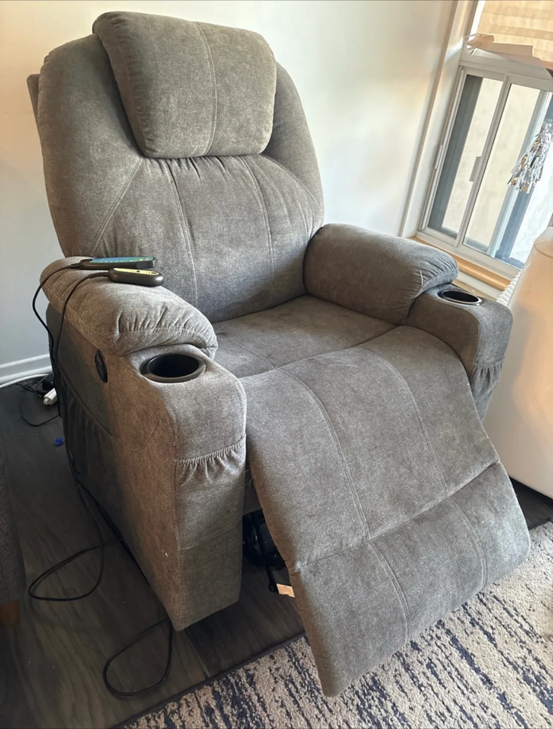 Power Lift Heat Massage Recliner Grey thumbnail