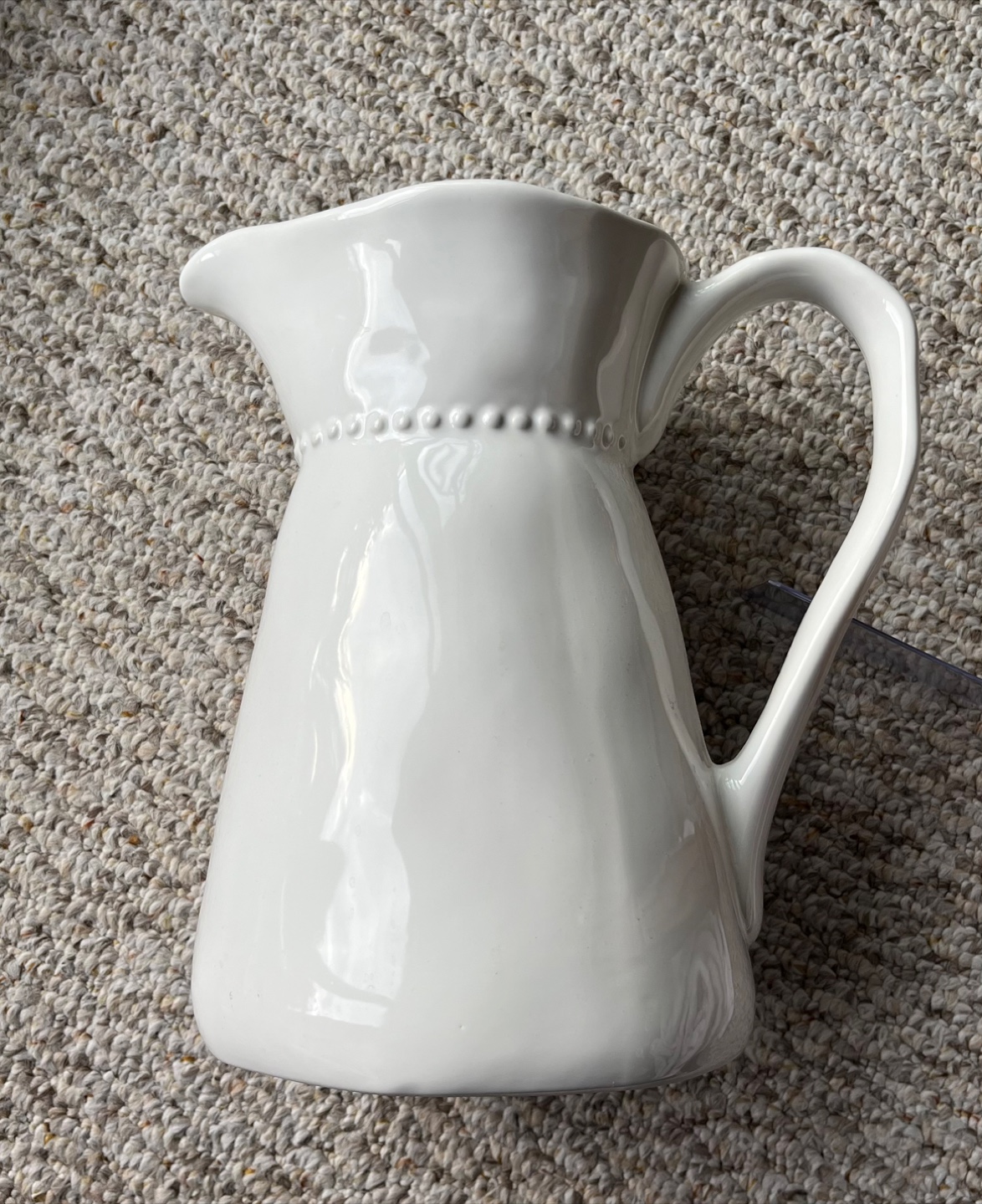 White Farmhouse Ceramic Pitcher Vase - photo 2