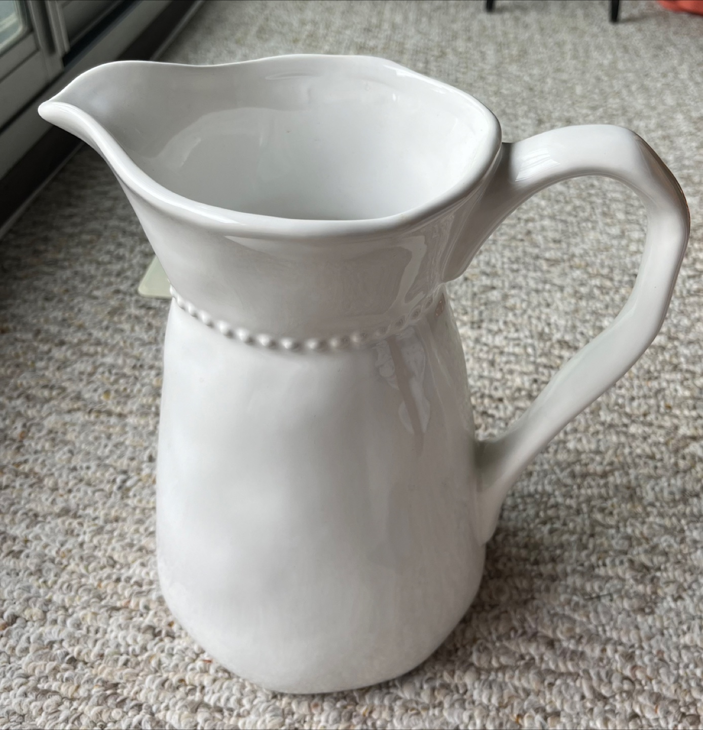 White Farmhouse Ceramic Pitcher Vase