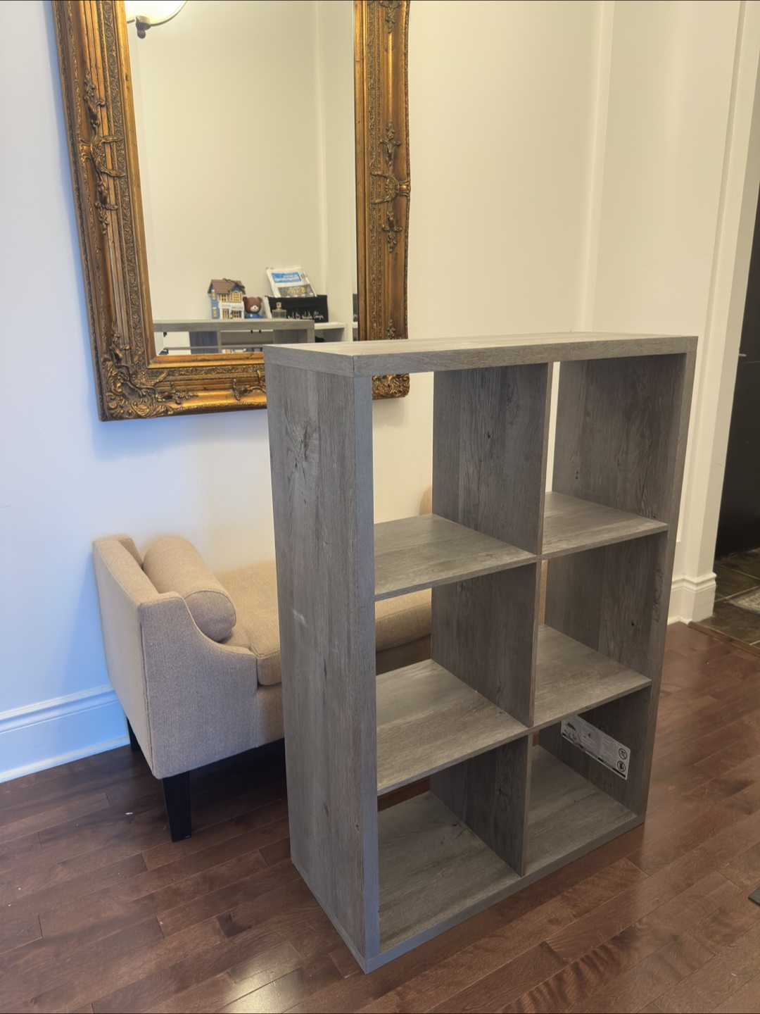 Grey Wood-Look 6-Cube Storage Shelf