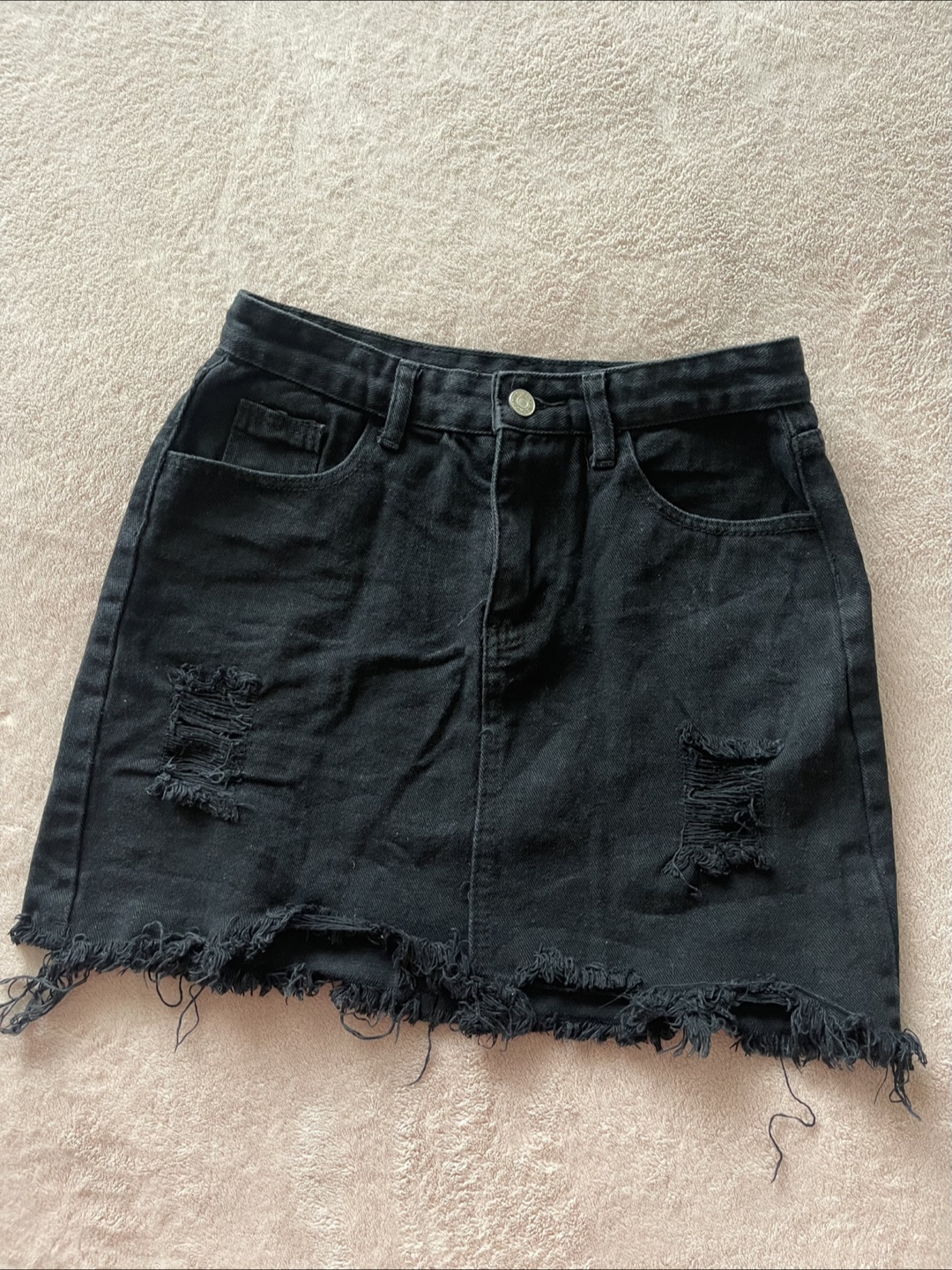 Black Denim Mini Skirt