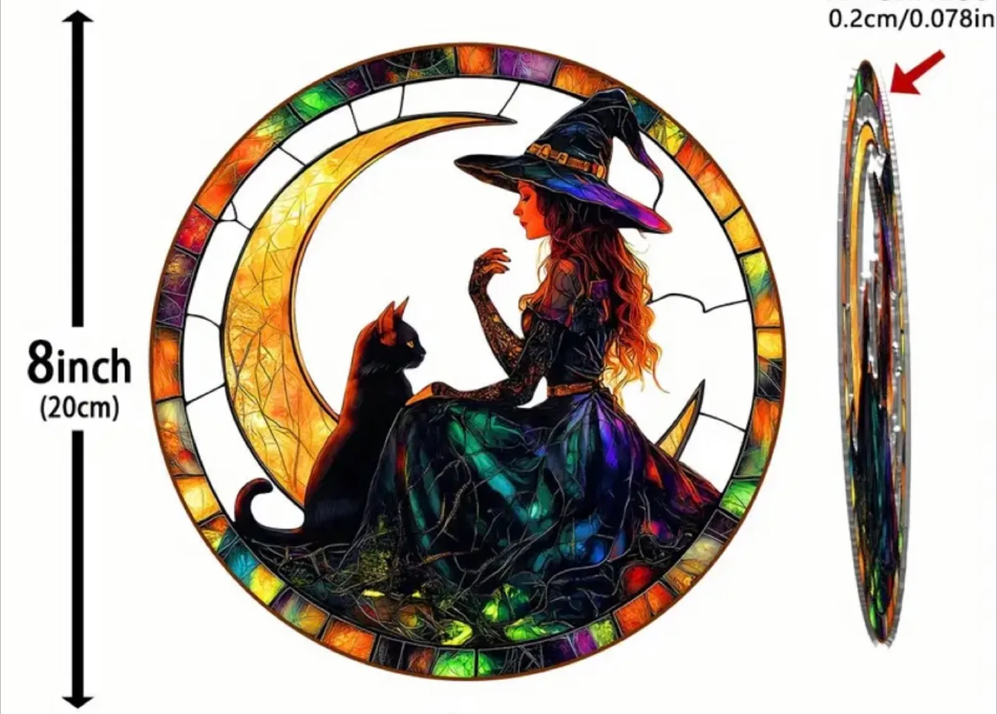 Witch & Cat Moon 8-inch Round Wall Art image indicator(3)