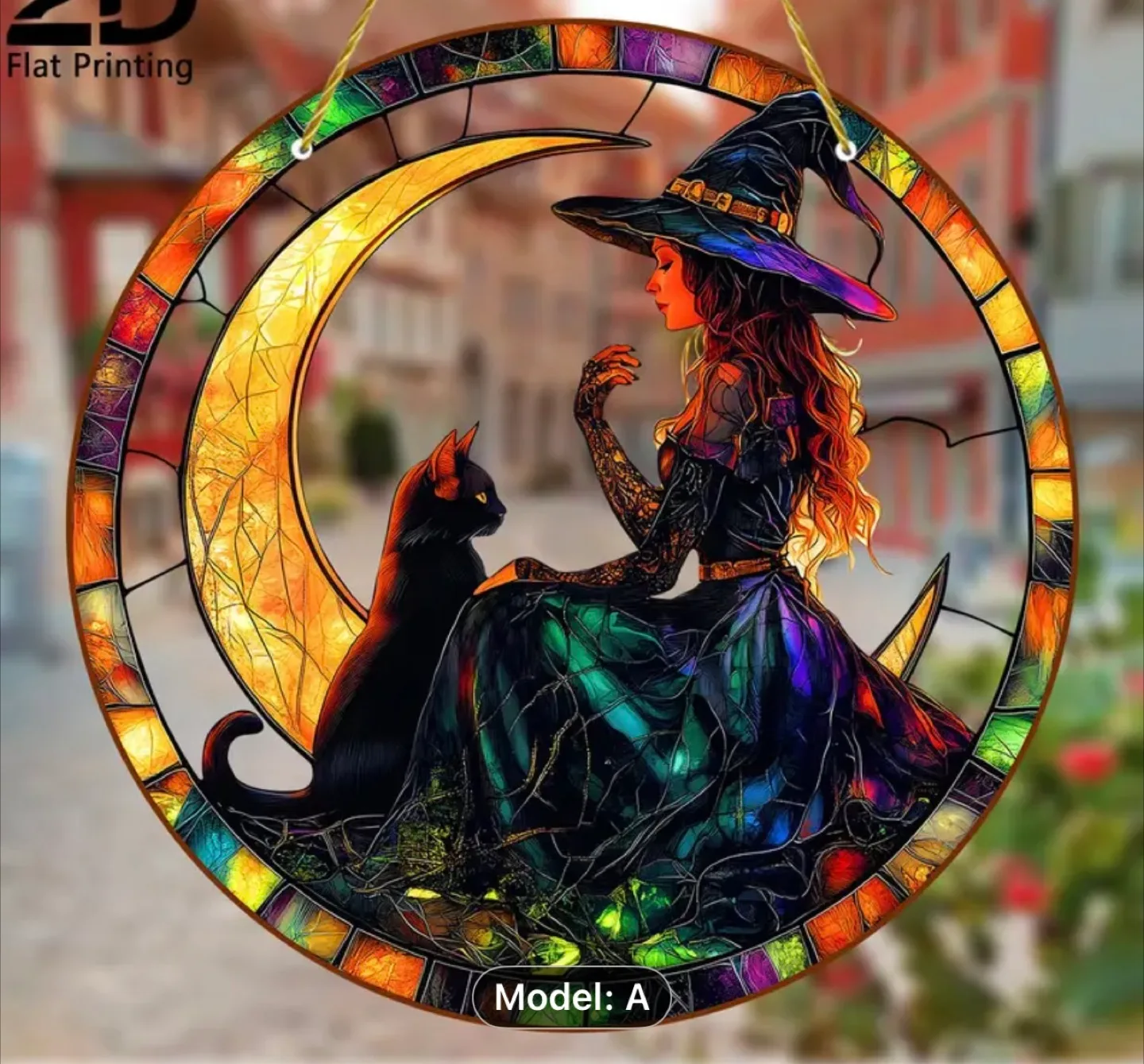 Witch & Cat Moon 8-inch Round Wall Art image indicator(2)