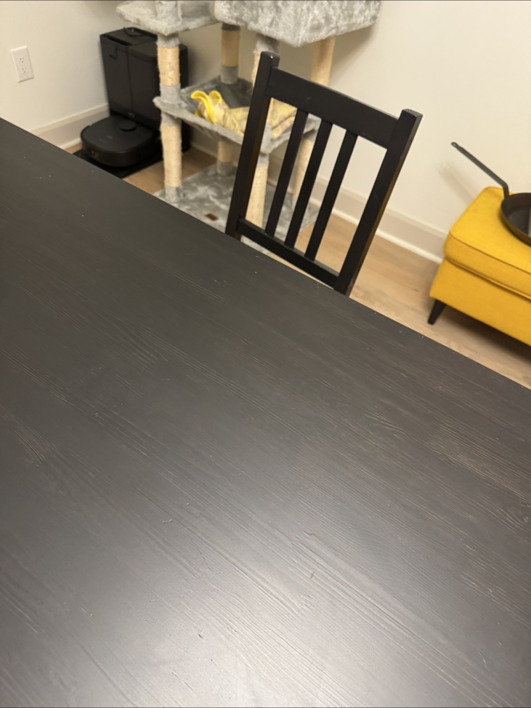 Black Dining Table with two Grey Cushion Chair - photo 4