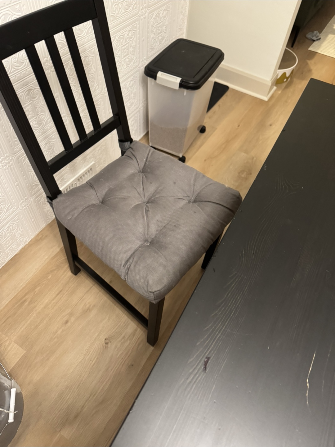 Black Dining Table with two Grey Cushion Chair - photo 3