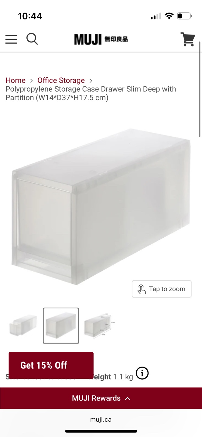 MUJI Polypropylene Storage Case Drawer Slim Deep
