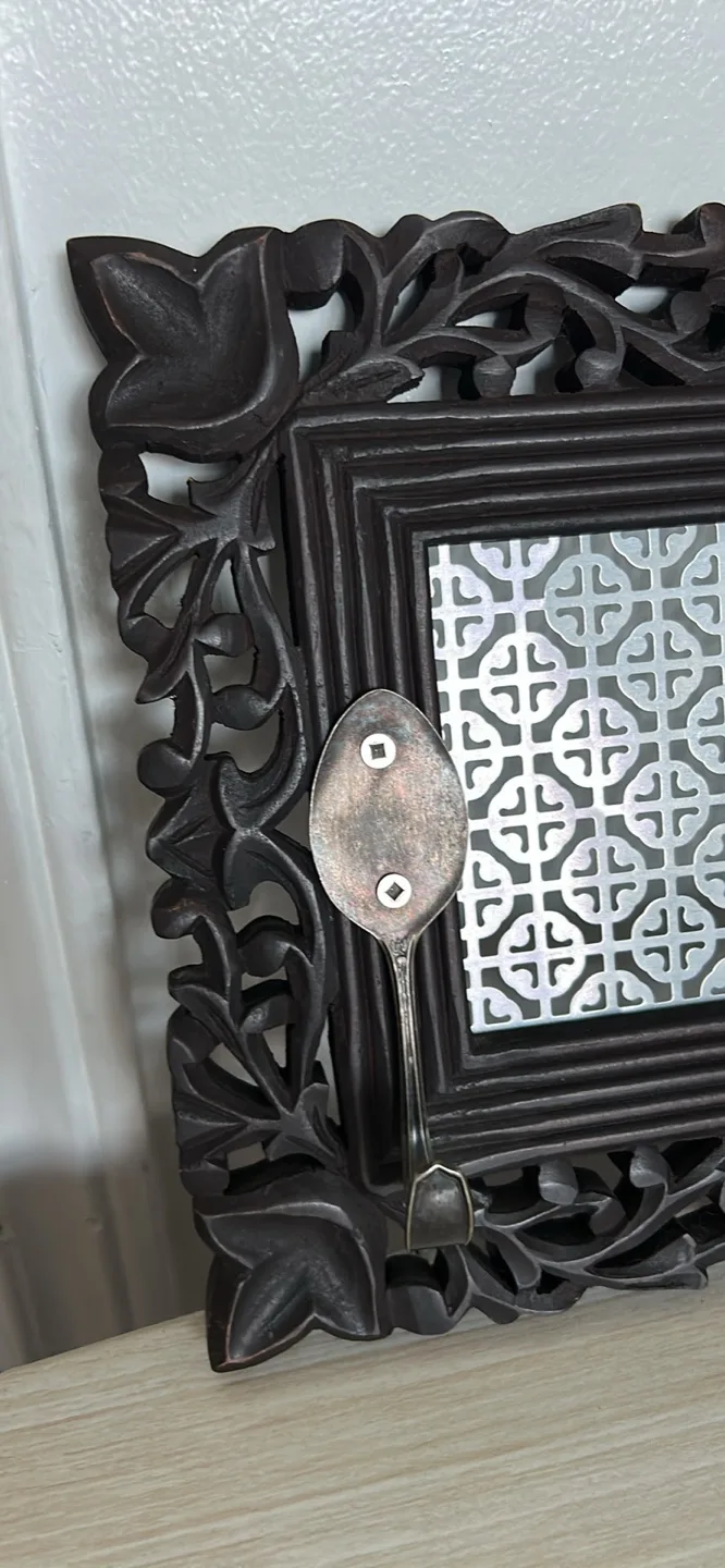 Ornate Carved Wood Wall Decor with Hooks image indicator(6)