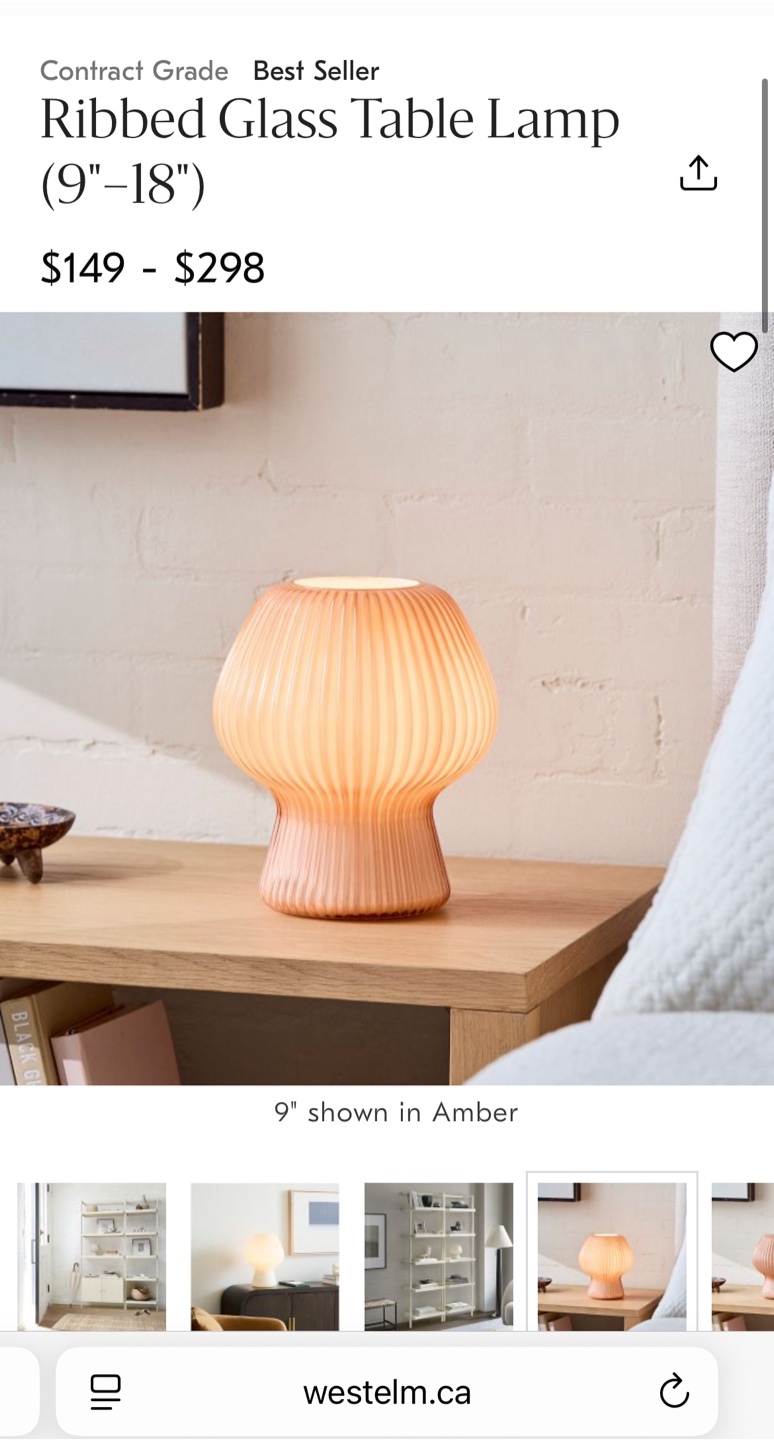West Elm Ribbed Glass Table Lamp