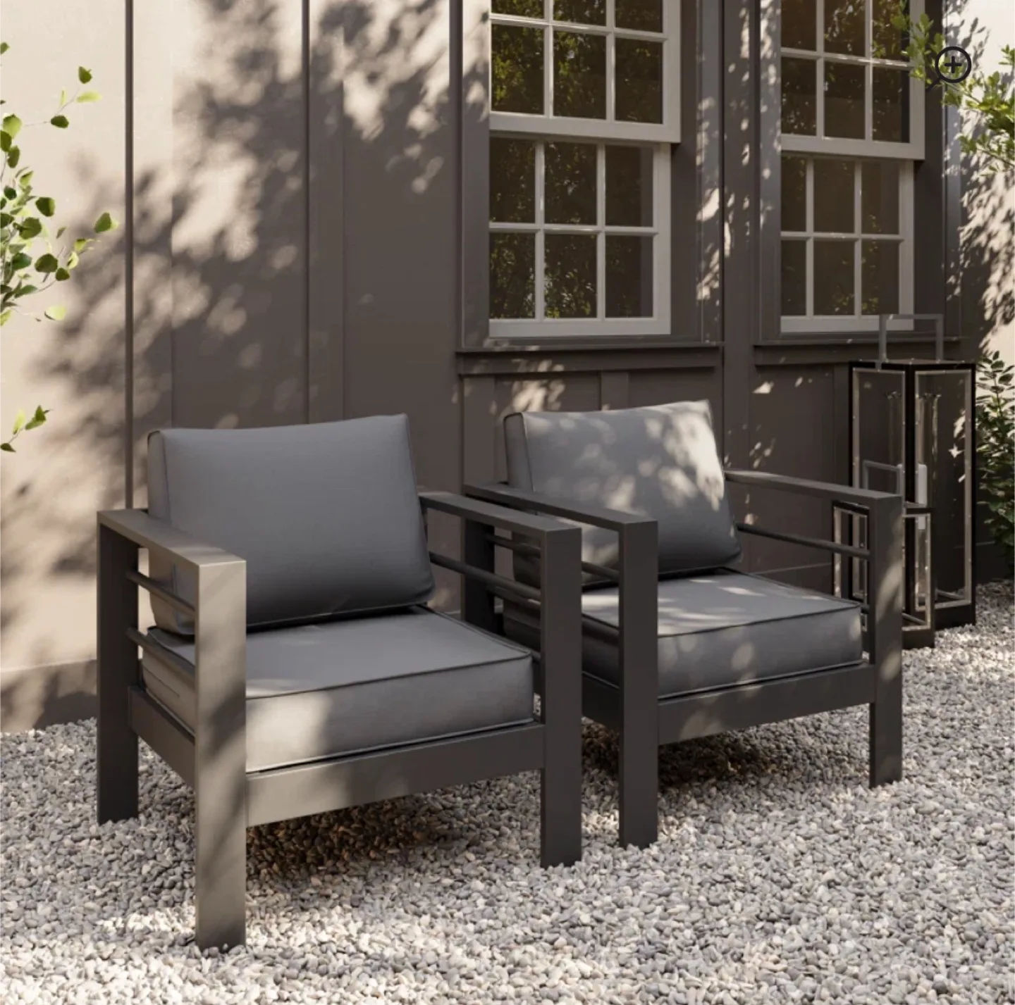 Dark Grey Aluminum  Patio Chair ( set of 2) image indicator(4)