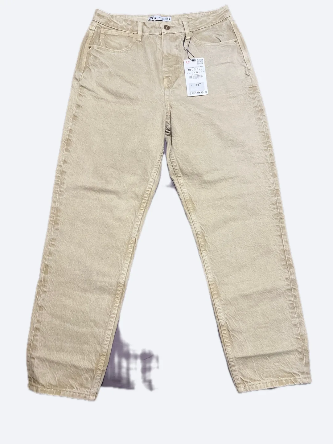 Zara Beige Denim Jeans - Size 8 (USA) thumbnail