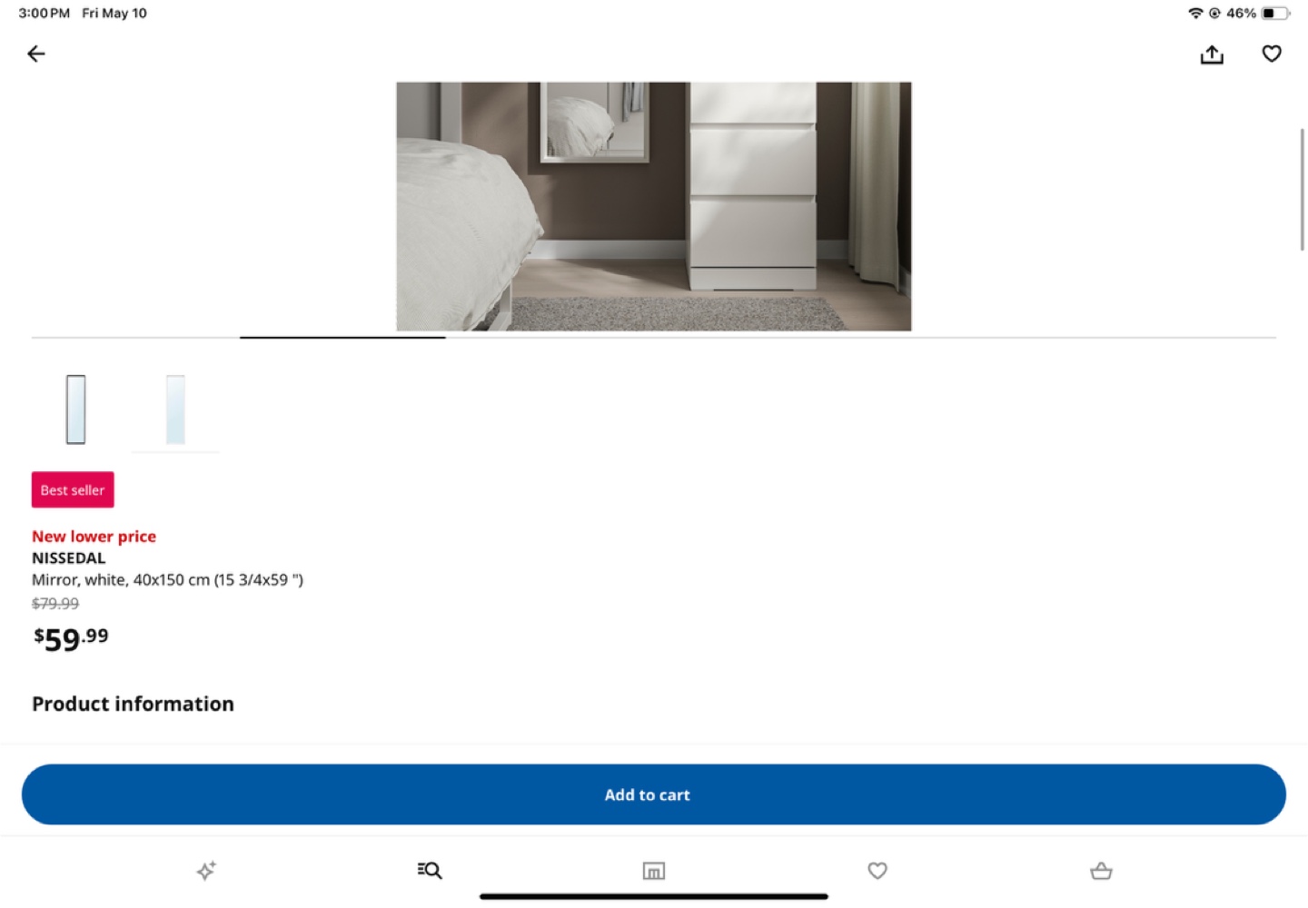 IKEA NISSEDAL Mirror, White - photo 3