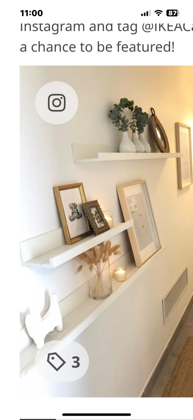 IKEA Mosslanda Picture Ledge - White, 55cm thumbnail