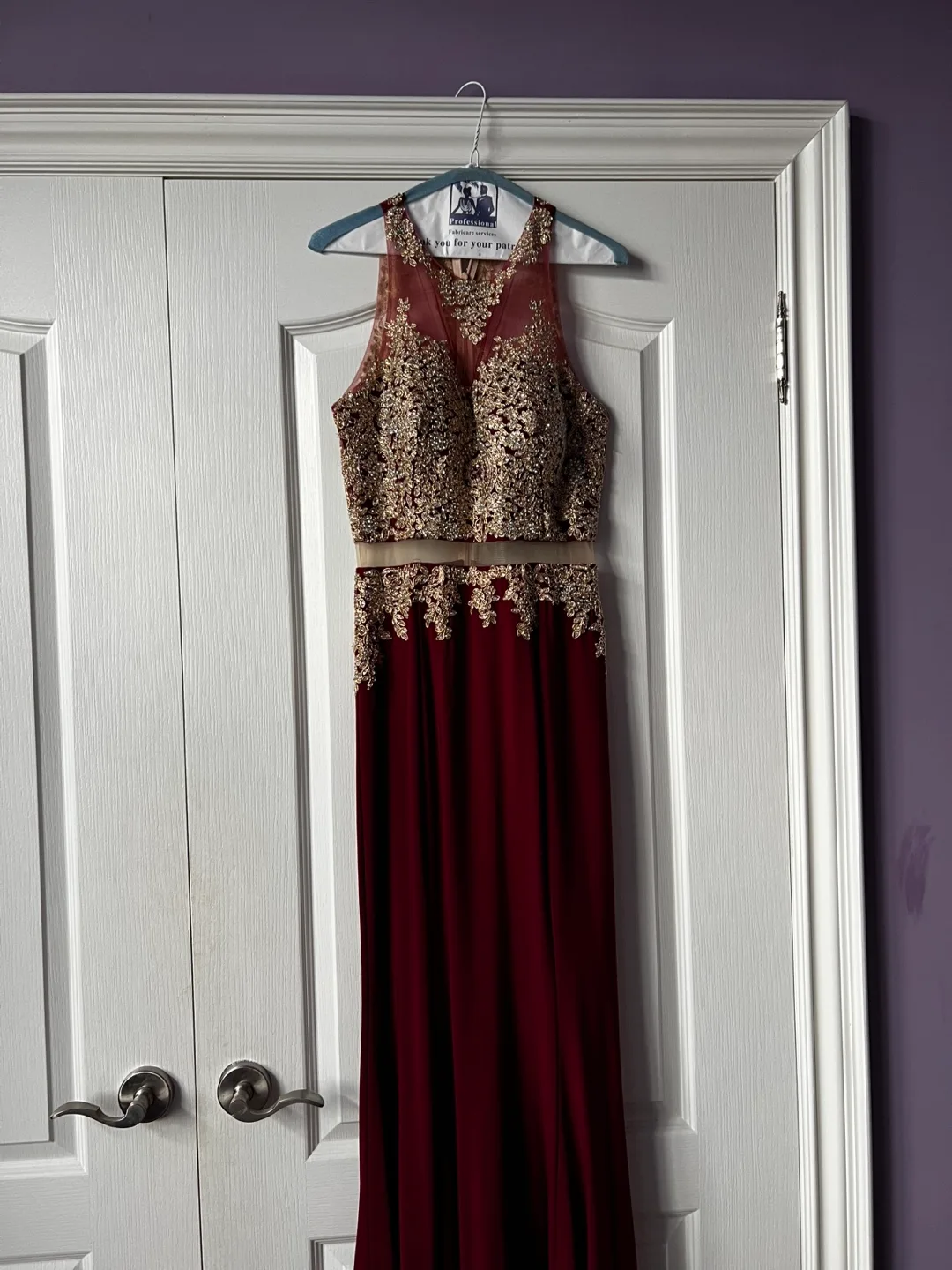 Burgundy & Gold Prom Dress image indicator(2)
