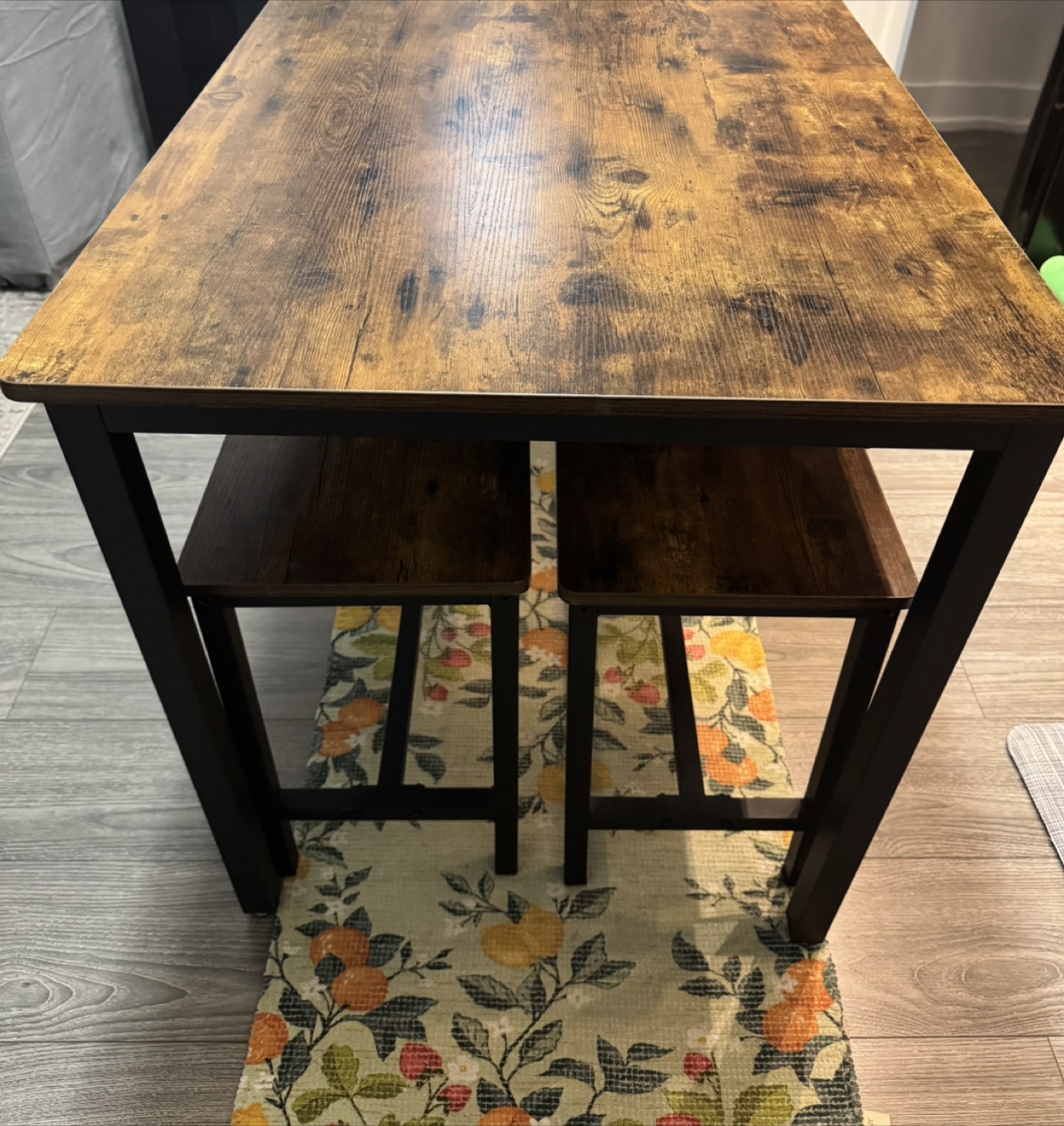 Rustic Brown Dining Table Set with Benches - photo 3