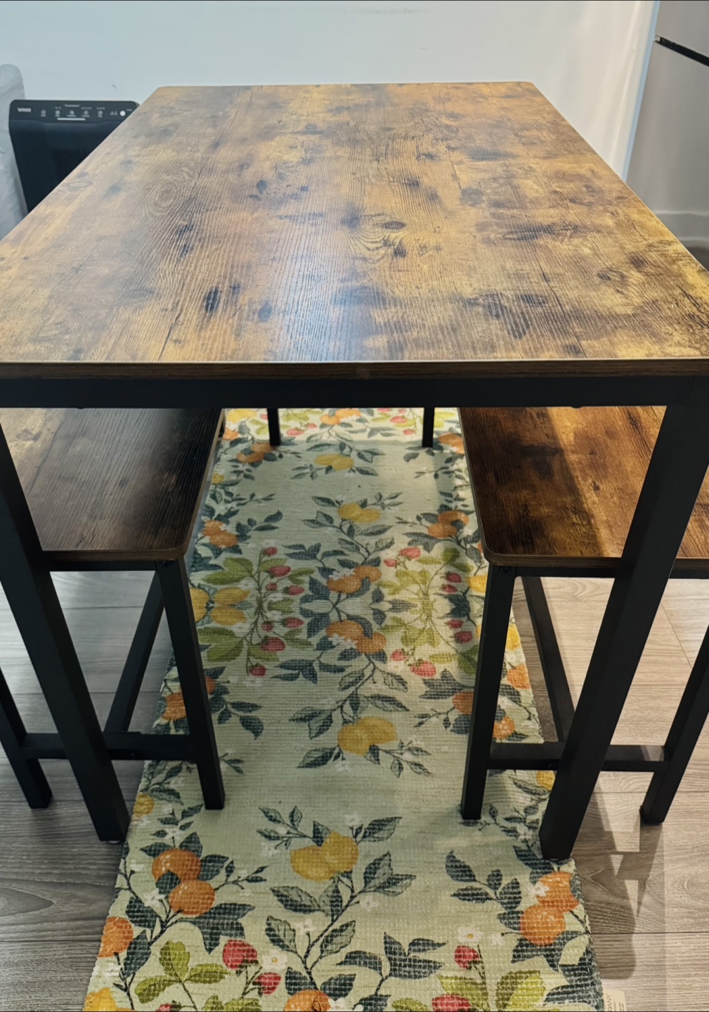 Rustic Brown Dining Table Set with Benches - photo 2