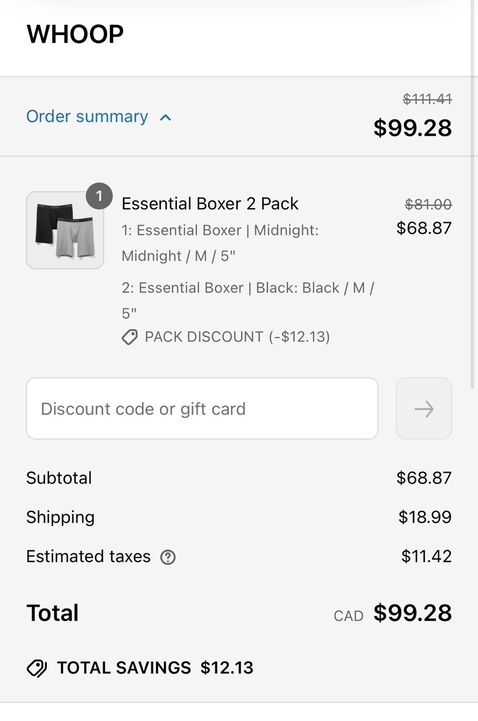 WHOOP Essential Boxer 2 Pack (M) - photo 2