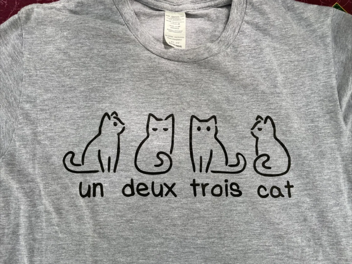 Grey 'Un Deux Trois Cat' T-Shirt thumbnail