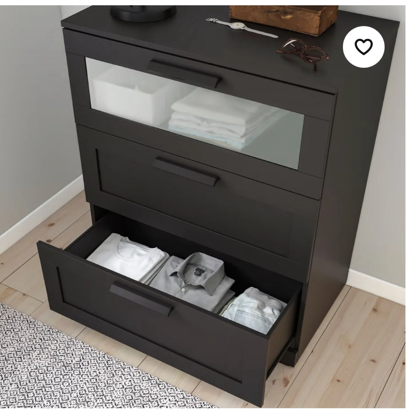 IKEA Hemnes 3-drawer chest - Dark Grey thumbnail